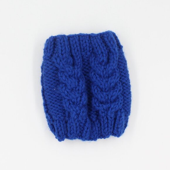 Handmade Hand Knit Royal Blue Tall Cable Knit Candle Cozy - Picture 2 of 2